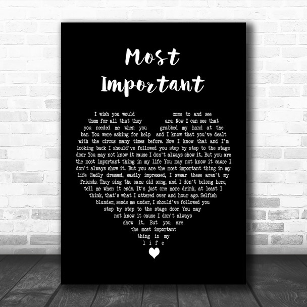 The Courteeners Most Important Black Heart Decorative Wall Art Gift Song Lyric Print