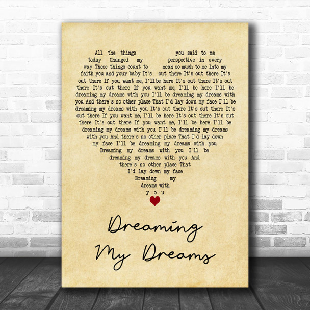 The Cranberries Dreaming My Dreams Vintage Heart Decorative Wall Art Gift Song Lyric Print