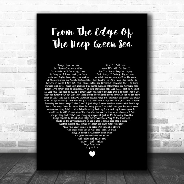 The Cure From The Edge Of The Deep Green Sea Black Heart Decorative Gift Song Lyric Print