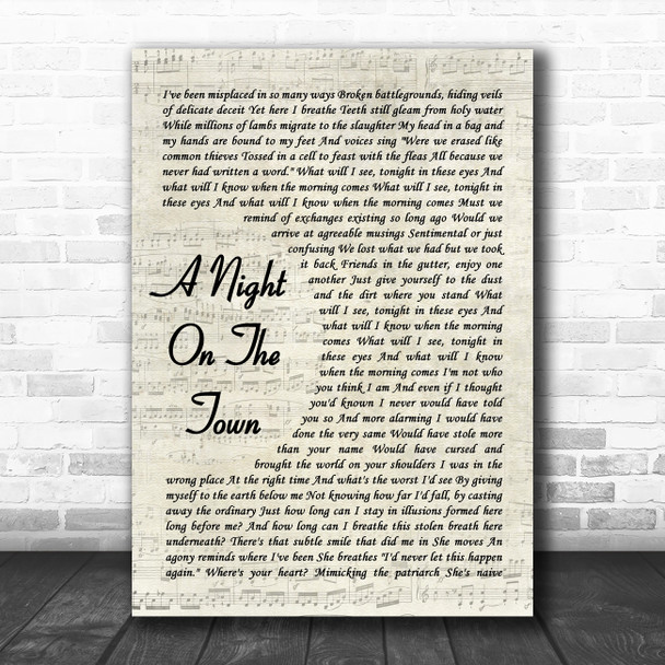 The Dear Hunter A Night on the Town Vintage Script Decorative Wall Art Gift Song Lyric Print