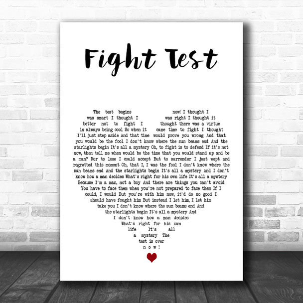 The Flaming Lips Fight Test White Heart Decorative Wall Art Gift Song Lyric Print
