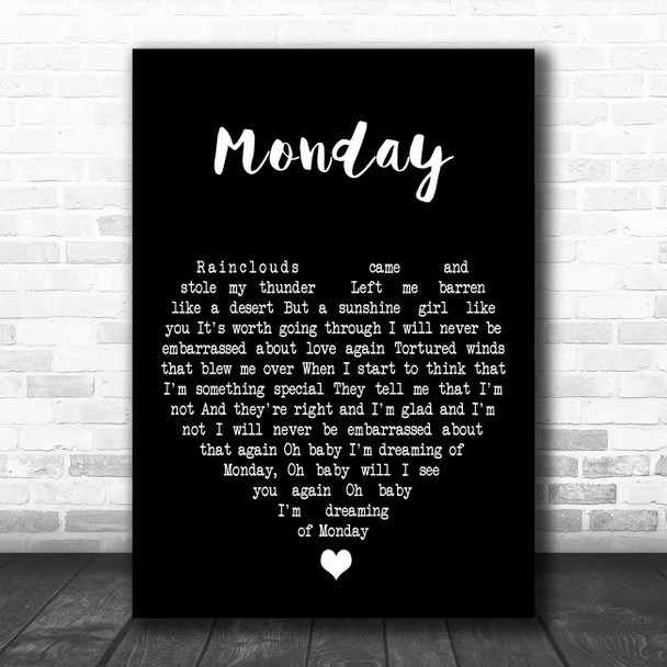 The Jam Monday Black Heart Decorative Wall Art Gift Song Lyric Print