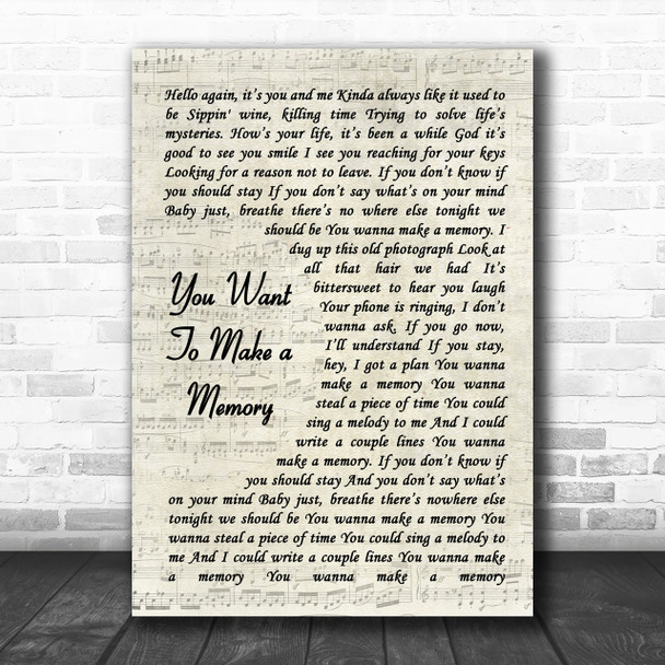Bon Jovi You Want To Make A Memory Vintage Script Song Lyric Music Wall Art Print