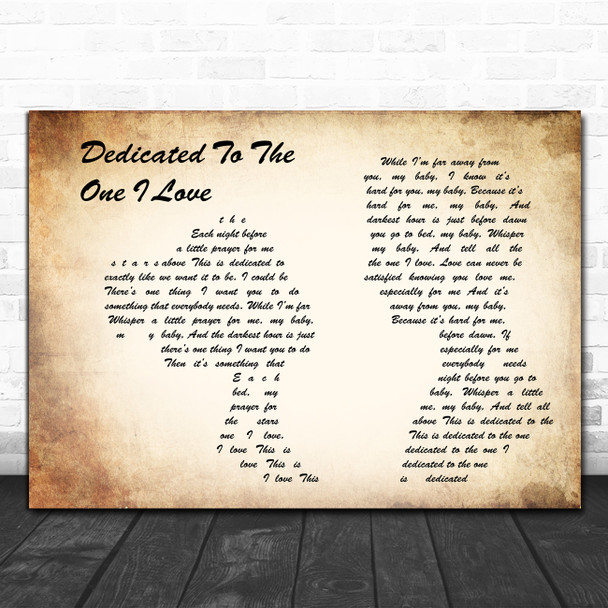 The Mamas And The Papas Dedicated To The One I Love Man Lady Couple Gift Song Lyric Print