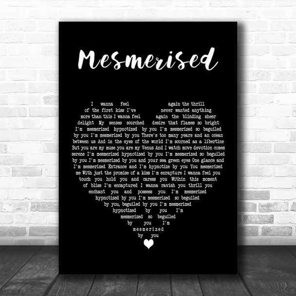 The Mission UK Mesmerised Black Heart Decorative Wall Art Gift Song Lyric Print