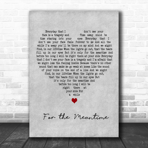 The Rifles For the Meantime Grey Heart Decorative Wall Art Gift Song Lyric Print