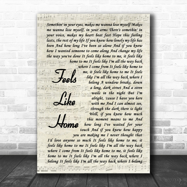 Chantal Kreviazuk Feels Like Home Vintage Script Song Lyric Music Wall Art Print