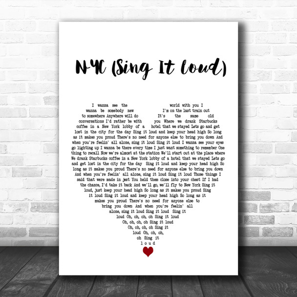The Sherlocks NYC (Sing It Loud) White Heart Decorative Wall Art Gift Song Lyric Print