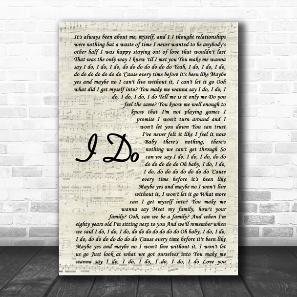 Colbie Caillat I Do Vintage Script Song Lyric Music Wall Art Print