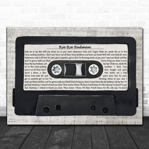 The Stone Roses Bye Bye Badman Music Script Cassette Tape Decorative Gift Song Lyric Print