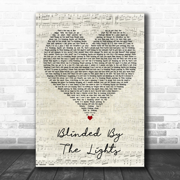 The Streets Blinded By The Lights Script Heart Decorative Wall Art Gift Song Lyric Print