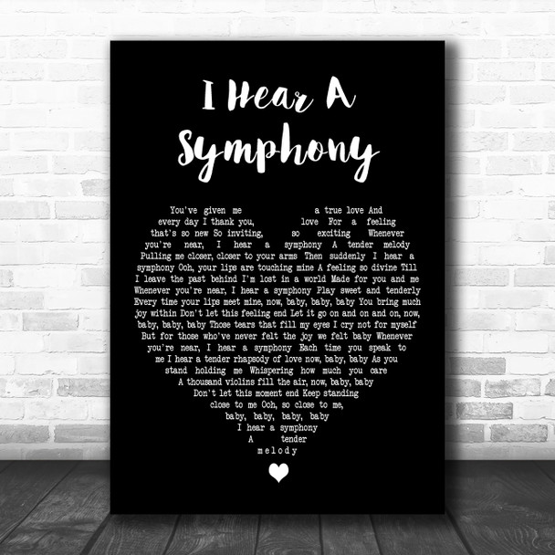The Supremes I Hear A Symphony Black Heart Decorative Wall Art Gift Song Lyric Print