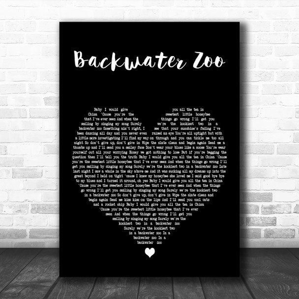 The Temperance Movement Backwater Zoo Black Heart Decorative Wall Art Gift Song Lyric Print
