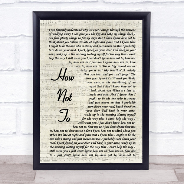 Dan + Shay How Not To Song Lyric Vintage Script Music Wall Art Print