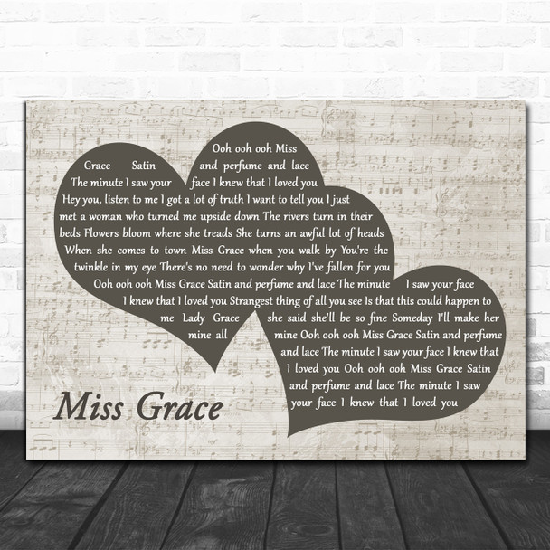 The Tymes Ms Grace Landscape Music Script Two Hearts Decorative Gift Song Lyric Print