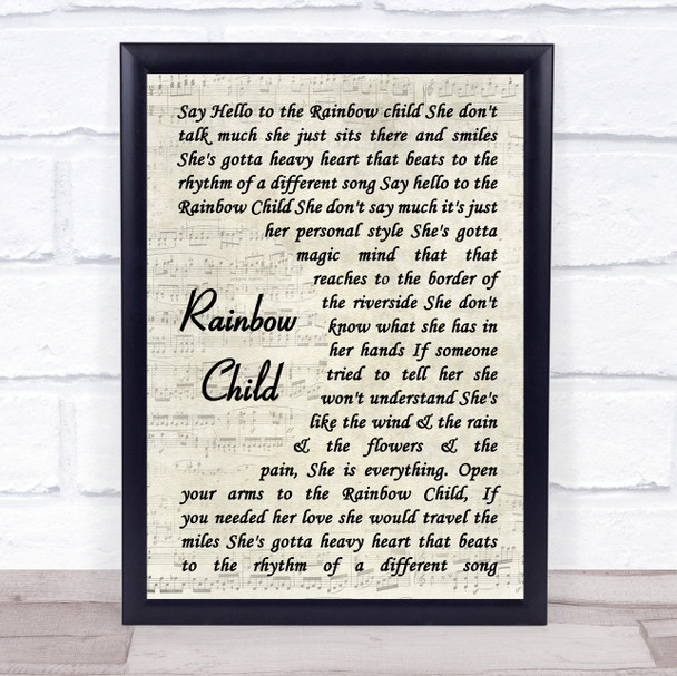 Dan Reed Network Rainbow Child Vintage Script Song Lyric Music Wall Art Print