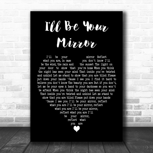 The Velvet Underground Ill Be Your Mirror Black Heart Decorative Wall Art Gift Song Lyric Print