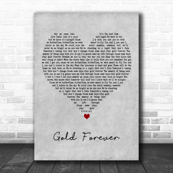 The Wanted Gold Forever Grey Heart Decorative Wall Art Gift Song Lyric Print