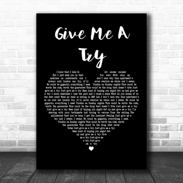 The Wombats Give Me A Try Black Heart Decorative Wall Art Gift Song Lyric Print