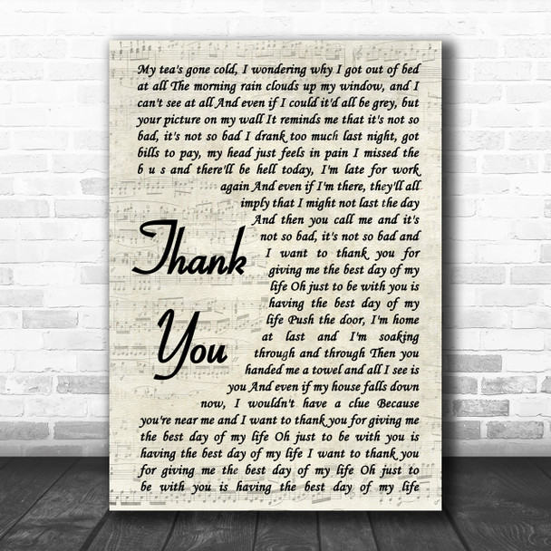 Dido Thank You Vintage Script Song Lyric Music Wall Art Print Dido Thank You Vintage Script Song Lyric Music Wall Art Print