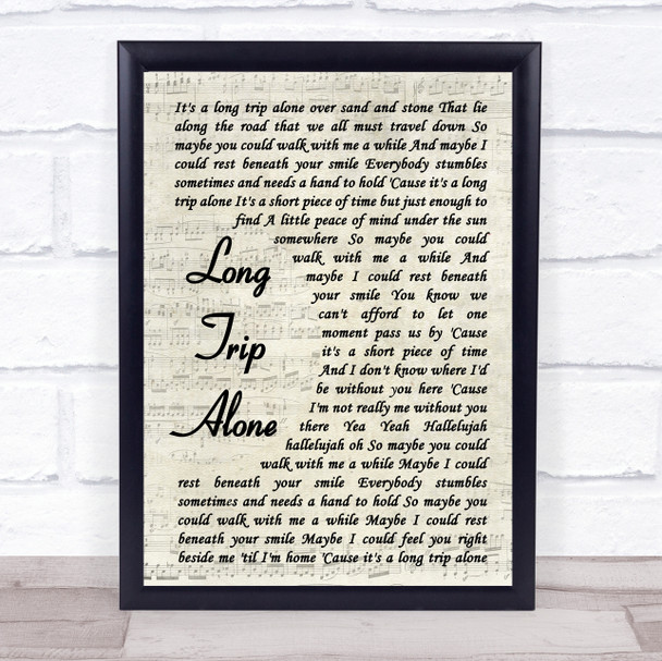 Dierks Bentley Long Trip Alone Vintage Script Song Lyric Music Wall Art Print