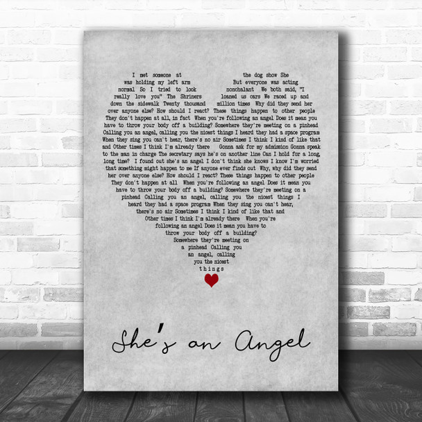 They Might Be Giants Shes an Angel Grey Heart Decorative Wall Art Gift Song Lyric Print