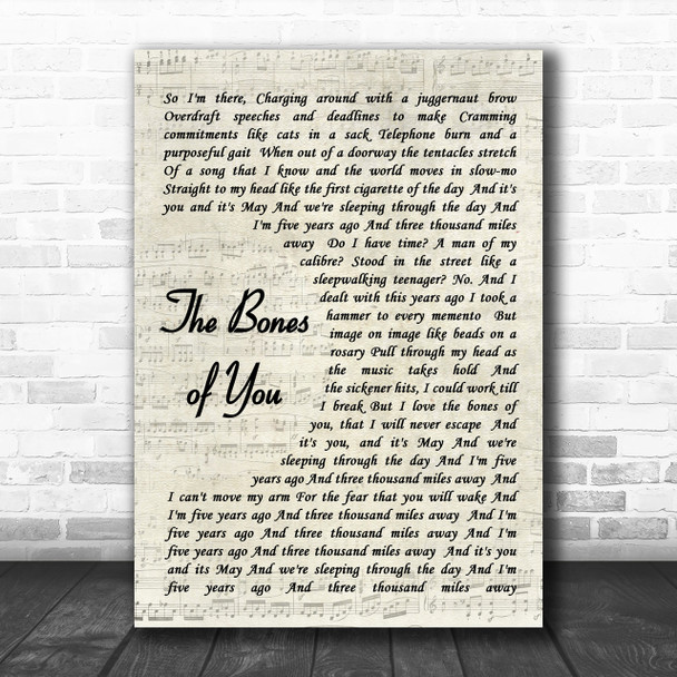 Elbow The Bones of You Song Lyric Vintage Script Music Wall Art Print