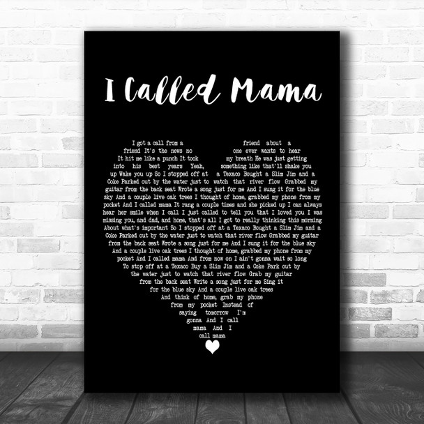 Tim McGraw I Called Mama Black Heart Decorative Wall Art Gift Song Lyric Print