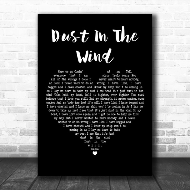 Todd Rundgren Dust In The Wind Black Heart Decorative Wall Art Gift Song Lyric Print