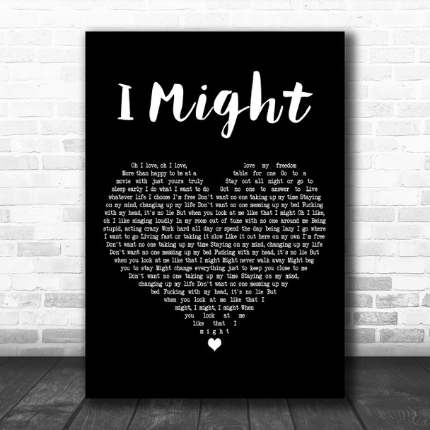 Tom Grennan I Might Black Heart Decorative Wall Art Gift Song Lyric Print