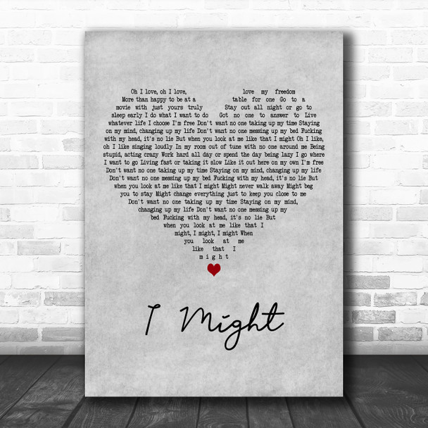 Tom Grennan I Might Grey Heart Decorative Wall Art Gift Song Lyric Print