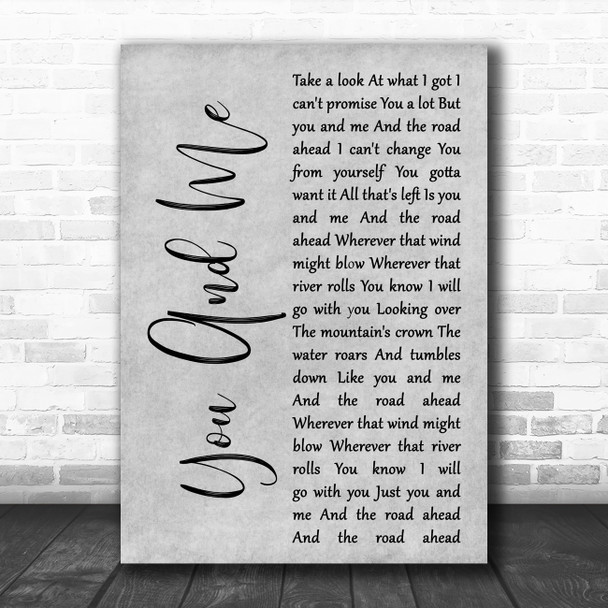 Tom Petty and the Heartbreakers You And Me Grey Rustic Script Wall Art Song Lyric Print