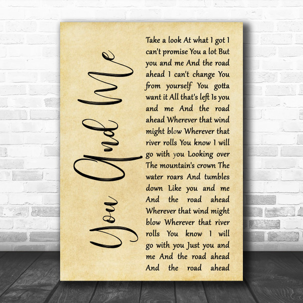 Tom Petty and the Heartbreakers You And Me Rustic Script Decorative Wall Art Gift Song Lyric Print