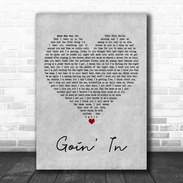 Tom Zanetti Goin' In Grey Heart Decorative Wall Art Gift Song Lyric Print