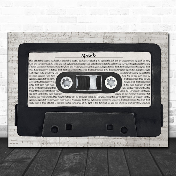 Tori Amos Spark Music Script Cassette Tape Decorative Wall Art Gift Song Lyric Print