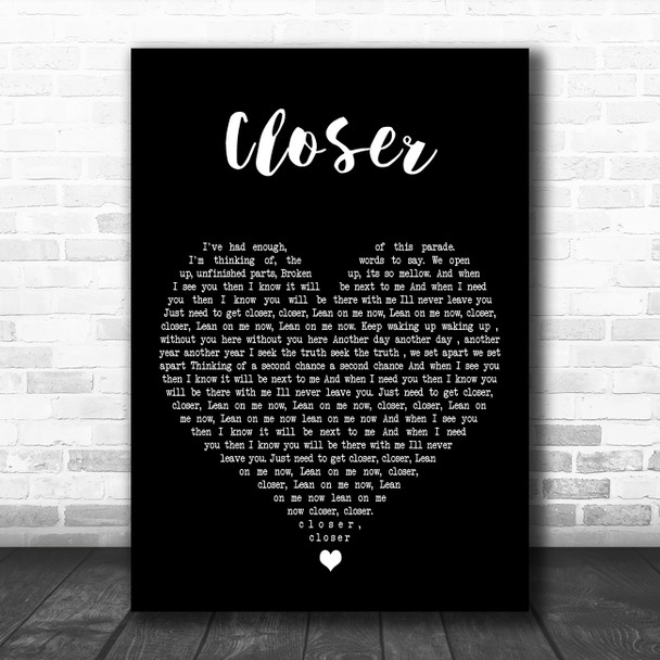 Travis Closer Black Heart Decorative Wall Art Gift Song Lyric Print