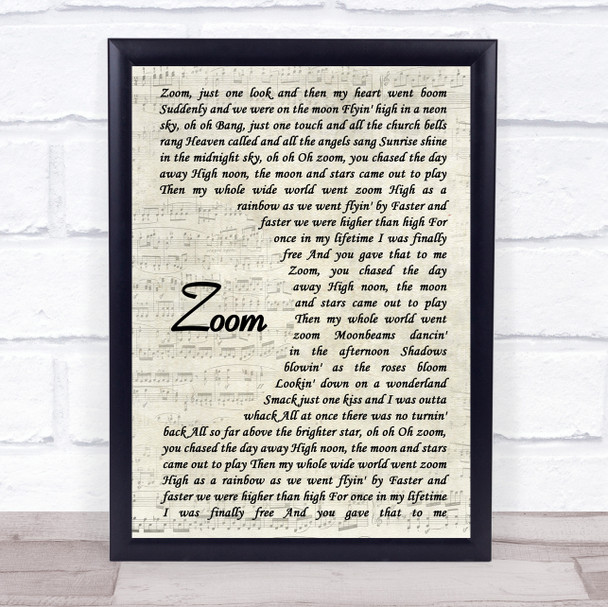 Fat Larry's Band Zoom Vintage Script Song Lyric Music Wall Art Print