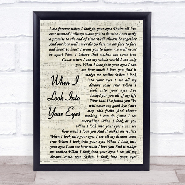 Firehouse When I Look Into Your Eyes Vintage Script Song Lyric Music Wall Art Print