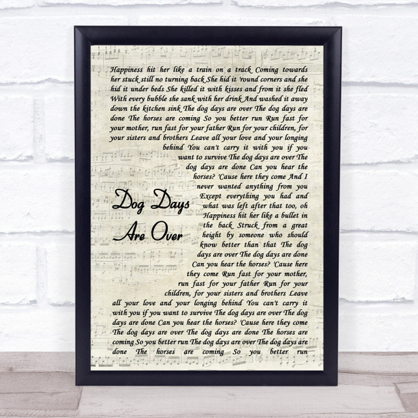 Florence + The Machine Dog Days Are Over Vintage Script Song Lyric Music Wall Art Print