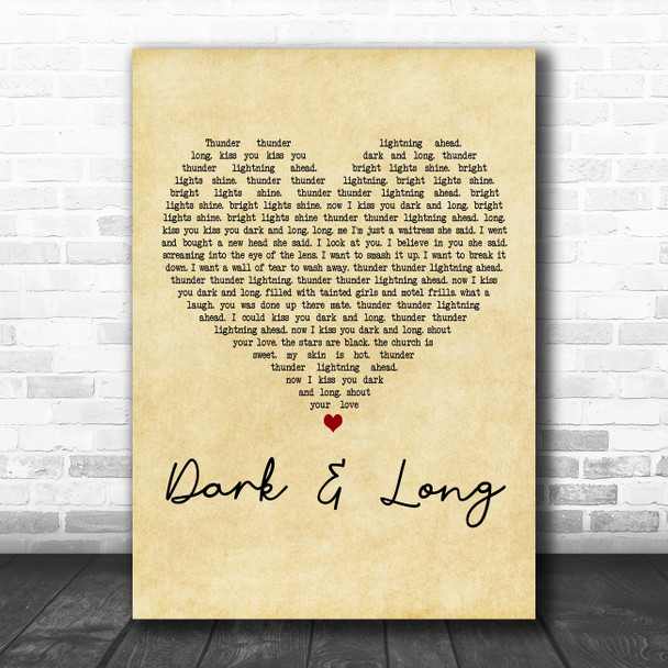 Underworld Dark & Long Vintage Heart Decorative Wall Art Gift Song Lyric Print