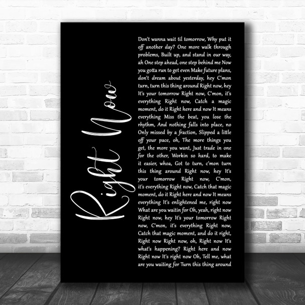 Van Halen Right Now Black Script Decorative Wall Art Gift Song Lyric Print