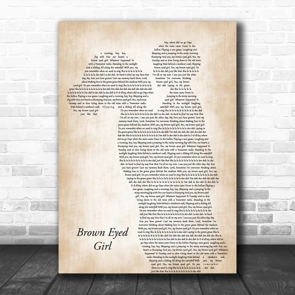 Van Morrison Brown Eyed Girl Mother & Child Decorative Wall Art Gift Song Lyric Print