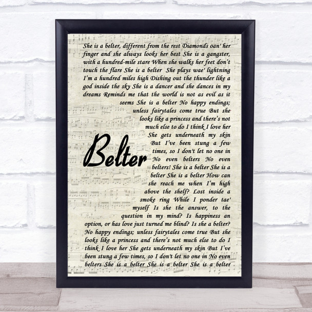 Gerry Cinnamon Belter Vintage Script Song Lyric Music Wall Art Print