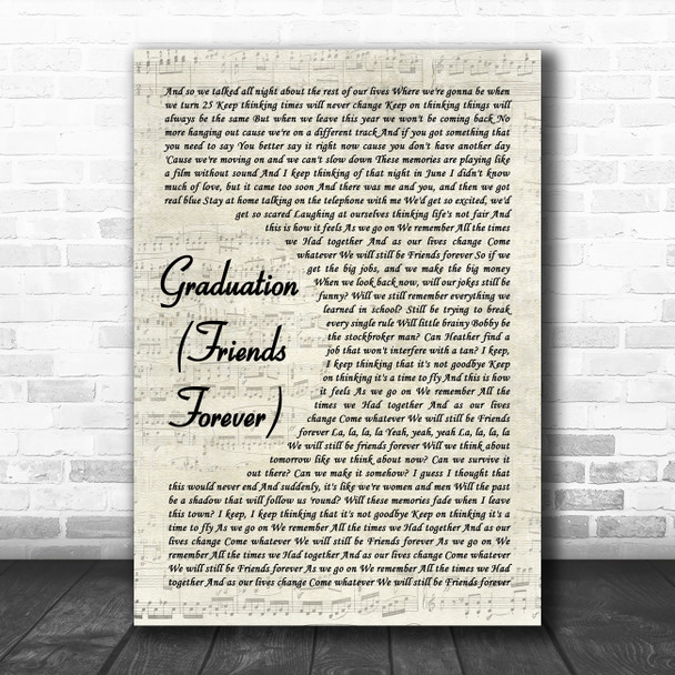 Vitamin C Graduation (Friends Forever) Vintage Script Decorative Gift Song Lyric Print