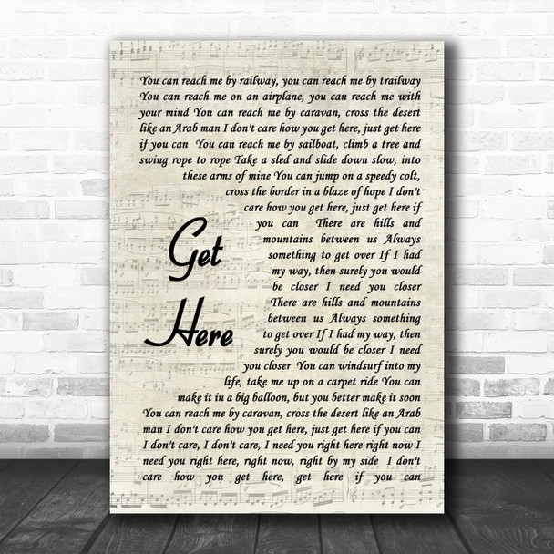 Get Here Oleta Adams Script Song Lyric Music Wall Art Print