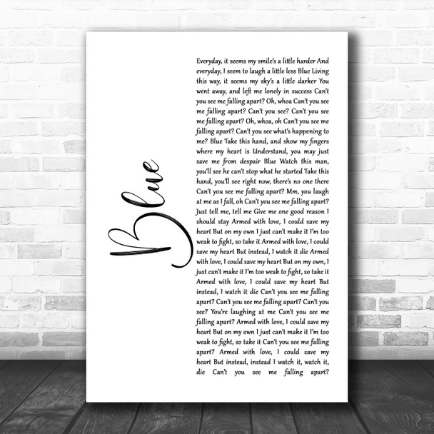 Wham! Blue White Script Decorative Wall Art Gift Song Lyric Print