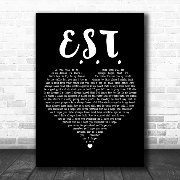 White Lies E.S.T. Black Heart Decorative Wall Art Gift Song Lyric Print