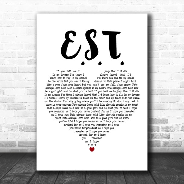 White Lies E.S.T. White Heart Decorative Wall Art Gift Song Lyric Print
