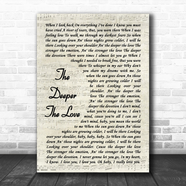Whitesnake The Deeper The Love Vintage Script Decorative Wall Art Gift Song Lyric Print