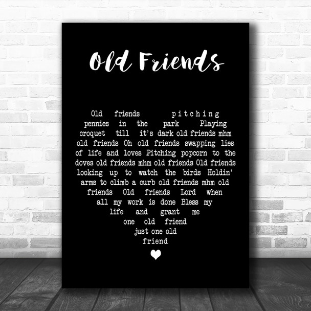 Willie Nelson Old Friends Black Heart Decorative Wall Art Gift Song Lyric Print